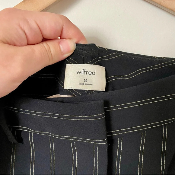 Aritzia Wilfred Tie Front Pants Pinstripe Black - Picture 8 of 10